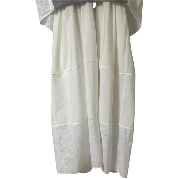 3.1 Phillip Lim Rolled Sleeve Mix Media Eyelet Tiered Cotton Midi Dress Size L - Picture 11 of 16